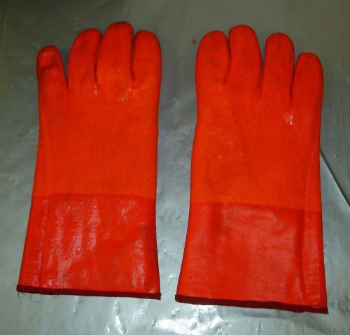 2 Pair GPOF-12-2R-3 Orange Insulated PVC Gloves 12&#034; long, Rough Finish  Inv H081
