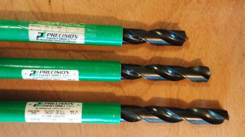 Three (3) PRECISION TWIST DRILL CO.  1&#034;  DRILLS ,  type R5, size 1-0  ~ NEW