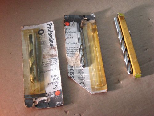 Black&amp;Decker 3/8,1/2inch &amp; Hanson 25/64inch High Speed Drill Bits in Packets