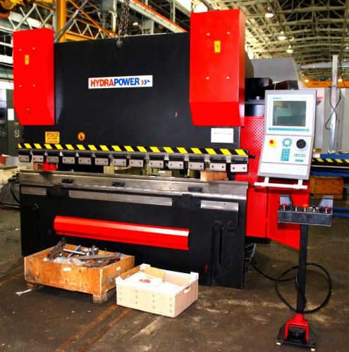 2005 hydra-power 110 ton x 8&#039; hydraulic press brake w/ delem da-66w 6 axis cnc for sale