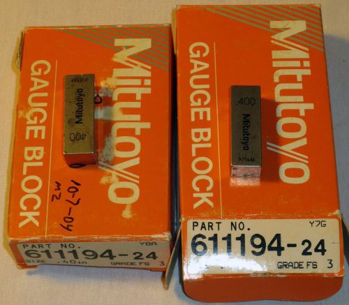 Mitutoyo Gauge Block 611194-24 .4 in (Lot of 2)