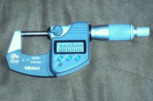 MITUTOYO NO. 293-340 DIGITAL MICROMETER 0-1 INCH .00005 GRADS RATCHET STOP