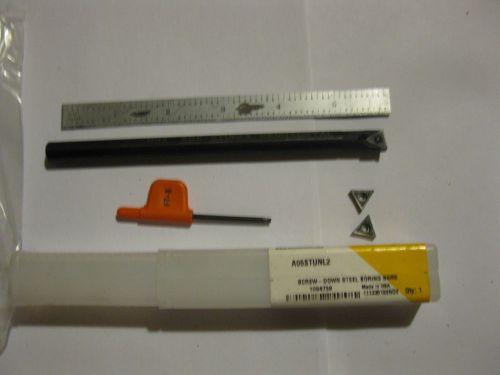 new kennametal 3/8&#034; shank boring bar.coolant thru.with 3 inserts.