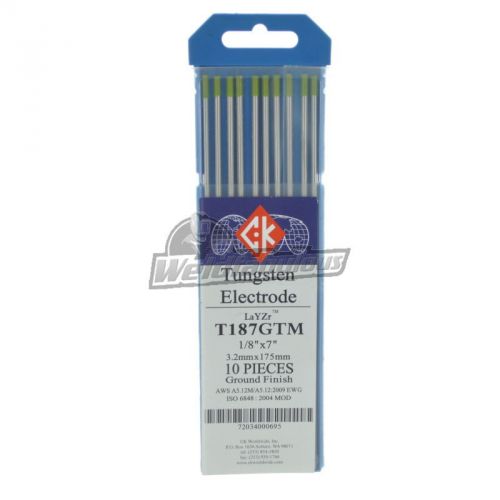 CK T187GTM LaYZr Tungsten Electode 1/8&#034; x 7&#034; Pkg = 10