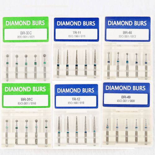 100pcs Dental Diamond Burs Tapered Medium FG 1.6mm for High Speed Handpiece