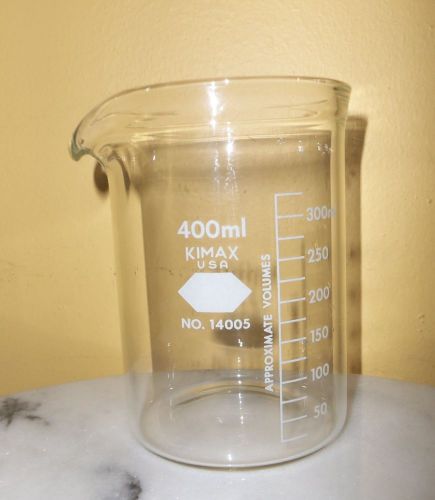 Clear glass beaker 400ml kimax no. 14005 for sale