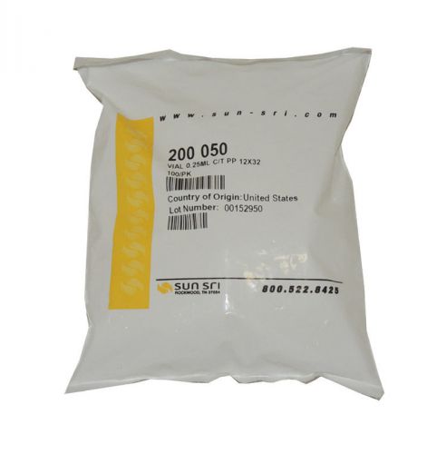 Bag 100 sun-sri 250ul vial 0.25ml c/t pp 12x32 microvial 200-050 / thermo fisher for sale