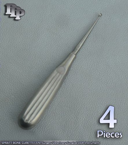 4 Pcs SPRATT BONE CURETTES 000 ENTSurgery Veterinary Surgical DDP Instruments