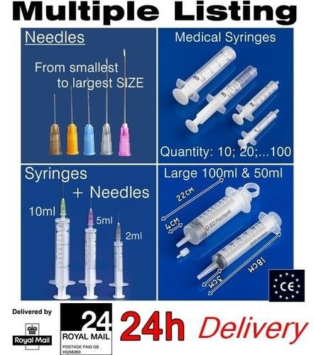 MEDICAL SYRINGE 2ml, 10ml, 5ml ,100ml, 50ml, STERILE NEEDLES, ink cartridge diy