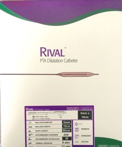 BARD RIVAL 5F PTA Dilatation Cath, 5mm x 10cm x 80cm, REF: RV80510