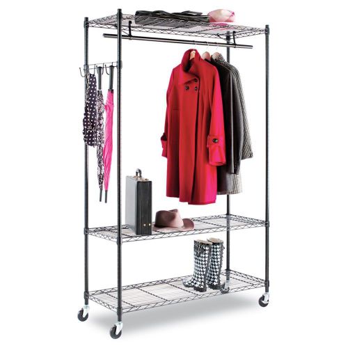 Alera Wire Shelving Garment Rack 48x18&#034; 3 Shelves Black - Brand New Item