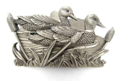 DUCKS BUSINESS CARD HOLDER _FORT USA PEWTER_DESK ART_GREAT GIFT_NO RESERVE