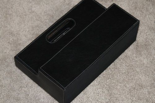 Black Leather Multi-Function Desk Organizer