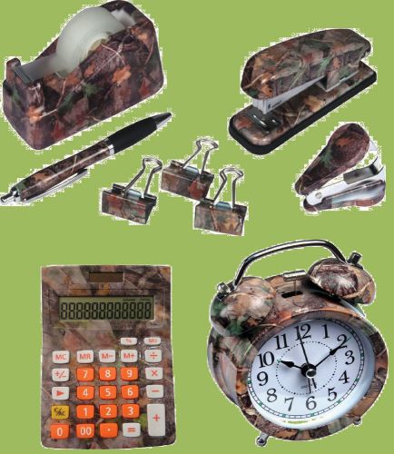 9 PIECE CAMO DESK ACCESSORY SET, OFFICE, GIFT SET