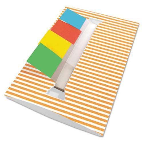 Redi-Tag 75012 Orange Stripe Designer Pop-up Flag Dispenser, 4 Pads Of 35 Flags