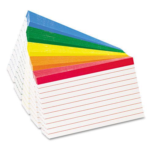 Color coded ruled index cards, 3 x 5, assorted colors, 100/pack for sale