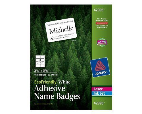 Avery ecofriendly name badge labels - 2.33&#034; width x 3.38&#034; length - 20 (42395) for sale