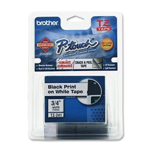 Brother laminated tape black on white 18mm (tze241) ee490738 mint home office for sale