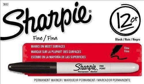 60 SHARPIE PERMANENT BLACK  FINE MARKERS Item # 30001