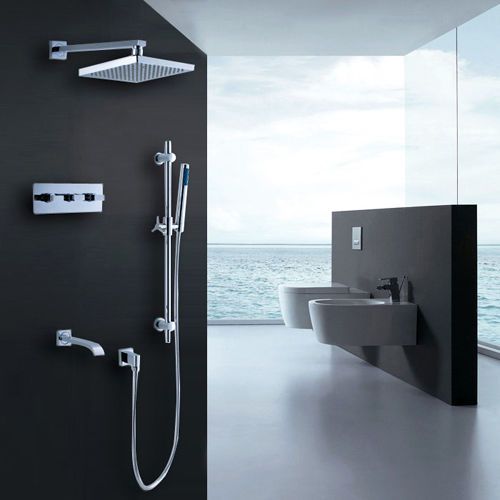 Modern Rainshower &amp; Tub Spout &amp; Slide Bar Handshower Shower Set Free Shipping