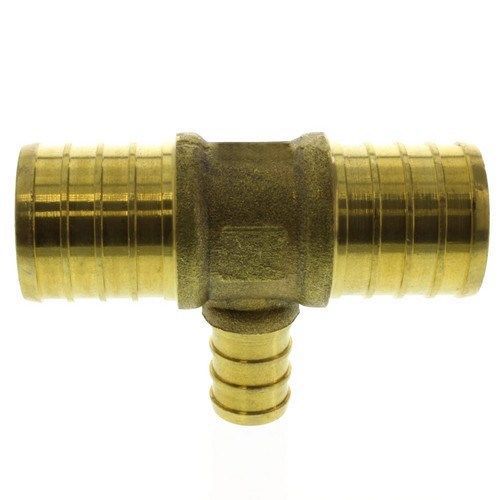 1&#034; X 1&#034; X 1/2&#034; PEX REDUCING TEE - BRASS CRIMP FITTING - LEAD FREE