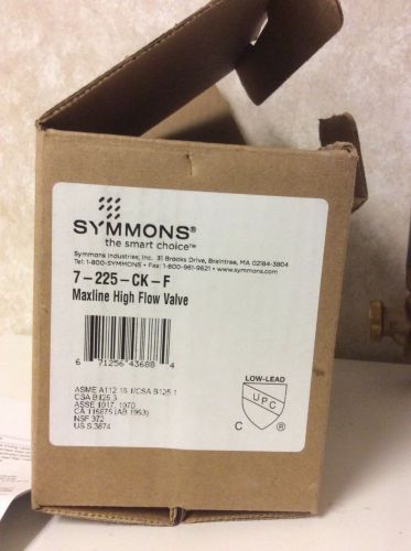 Symmons maxline high flow valve prod no. 7-225-ck-f  bnip free ship for sale