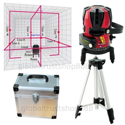 8 line Rotary Laser Beam Self Leveling Interior Exterior Laser Level Kit +Tripod