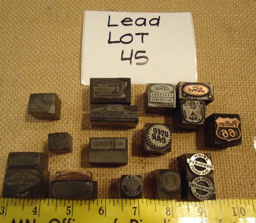 VTG Letterpress Metal WOOD LEAD Printers Blocks FORD GOODYEAR SINCLAIR RCA #45