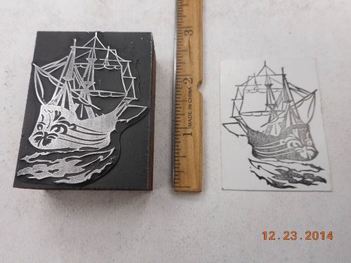 Letterpress Printing Printers Block, Tall Sails, Sailing Ship