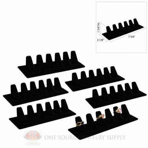 (6) 1 5/8&#034; Six Finger Black Velvet Ring Display Jewelry Showcase Presentation