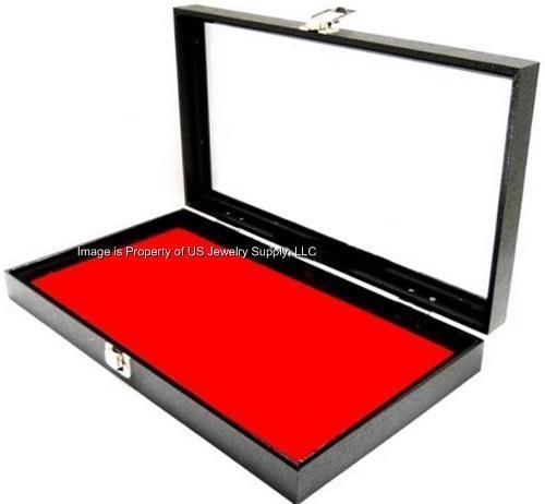 12 key lock red pad display box case militaria medals pins jewelry awards knife for sale