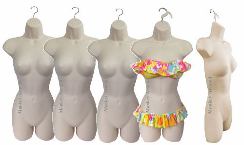 Set of 5 mannequin female dress torso body form women display clothing hanging for sale