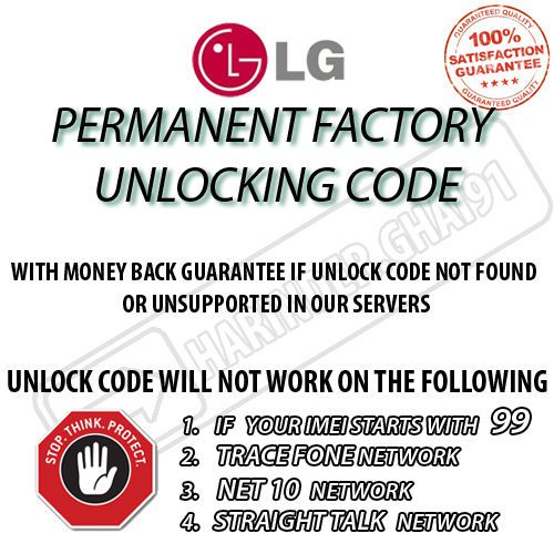 AT&amp;T Bell Telus Rogers LG G2 D800,D803  PERMANENT FACTORY UNLOCK CODE LGL