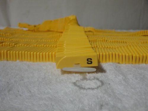 Lot of 7 Strands Yellow Small Plastic Size Tags For Plastic Hangers, New