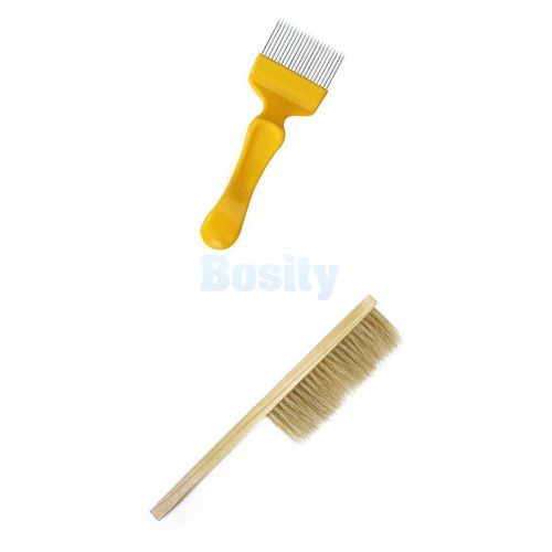 Honeycomb Bee Keeping Uncapping Fork + Beekeeping Bee Hive Brush Tool Equipment