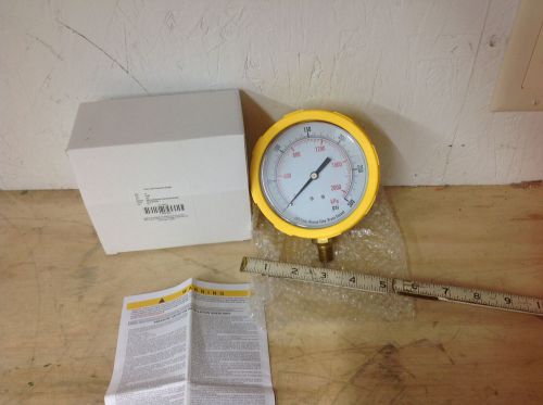 Grainger 4EFK4, 4&#034; Pressure Gauge Face, 0-300 PSI, 1/4&#034; NPT Yellow . NEW