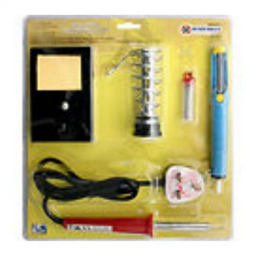 New 5 PC 30w Soldering Iron Set Kit Stand Sucker Solder Tube Hobby 240v Plug