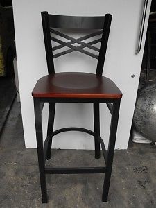 NEW Black Metal Bar Stool Cherry Seat Tavern Pub Deli