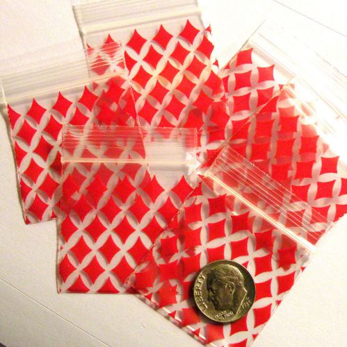 1000 mini ziplock bags 1.5 x 1.5&#034; red diamonds baggies 1515 apple brand for sale