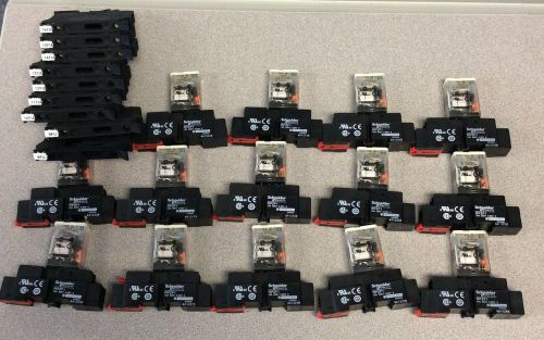 Schneider electric rpm12bd relay,1pdt,15a,24vdc coil &amp; rpzf1 relay socket lot for sale