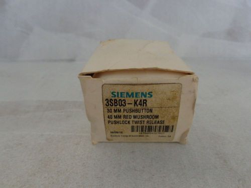 Siemens 3SB03-K4R Push Button Red Mushroom, Pushlock Twist Release, NIB