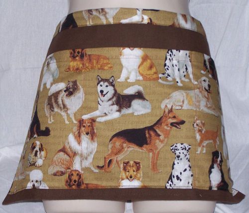 6117 Hand Made waitress Half APRON with pockets Dogs