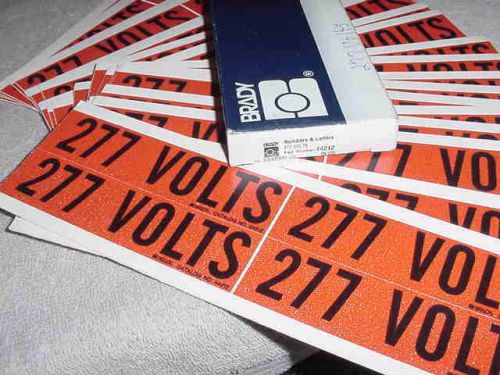 (104)   277 VOLTS 44212 BRADY CONDUIT &amp; VOLTAGE MARKERS (26) SHEETS OF (4)