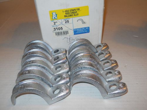 10 Arlington Industries 1-Hole 2&#034; Straps for Rigid Conduit Malleable Alloy #3105