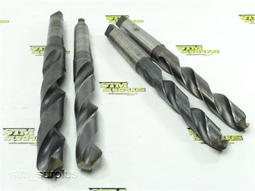 LOT OF 4 HSS HEAVY DUTY 4MT TWIST DRILLS 1-1/8&#034; TO 1-15/32&#034; PTD MORSE