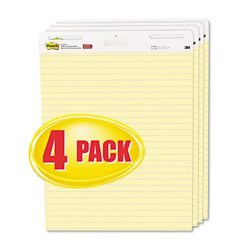 Self-Stick Easel Pads, Ruled, 25 x 30, Yellow, 4 30-Sheet Pads/Carton