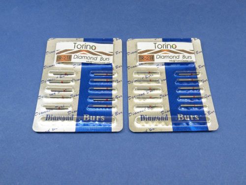 Dental Lab Diamond Burs Conical Trunk Fine TR-21F FG Kit /2 Pack 20 Pcs TORINO