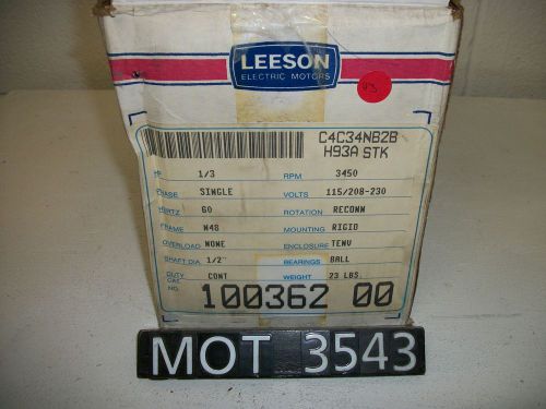 New leeson .33 hp 100362.00 n48 frame single phase motor (mot3543) for sale