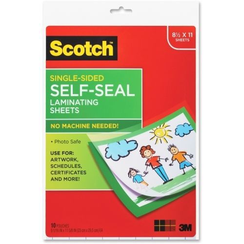 3M LS854SS10 Self Sealing Laminating Sheet -9.1&#034; -10/Pack -Clear - MMMLS854SS10