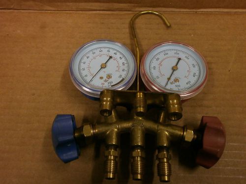New R134a Brass Manifold gauge set No Hoses or Couplers